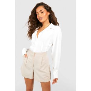 Chemise Martelée Cintrée À Coutures Apparentes - Blanc Ivoire - 38, Blanc Ivoire