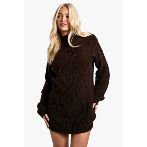 Robe Pull En Maille Torsadée À Col Rond - Rose Incarnat - M, Rose Incarnat