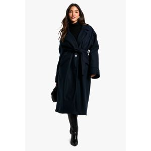 Marl Wool Look Coat - Bleu Foncè - 42, Bleu Foncè
