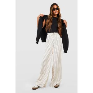 Pantalon Fluide À Rayures Et Jambes Larges - Blanc Cassé - 38, Blanc Cassé
