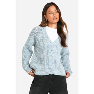 Cardigan Long En Maille Épaisse - Bleu Clair - L, Bleu Clair