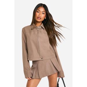 Tailored Pleated Mini Skirt - Marron Moka - 40, Marron Moka
