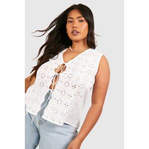 Gilet Tissé En Broderie Avec Lacets À L'Avant - Blanc - 54, Blanc
