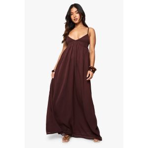 Robe Maxi En Chiffon À Bretelles Et Volume Pour "Petite"s Silhouettes - Marron Chocolat - 42, Marron Chocolat
