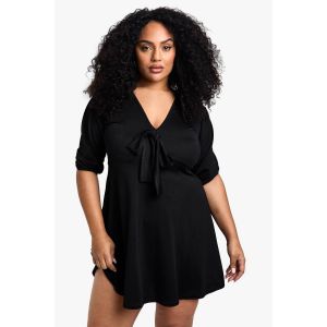 Robe Skater À Nœud Frontal Pour Grandes Tailles - Noir - 46, Noir