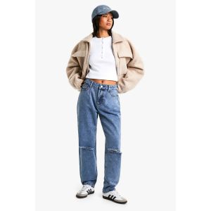 "Petite" Jeans Mom Déchirées À Taille Haute - Bleu - 16/28L, Bleu