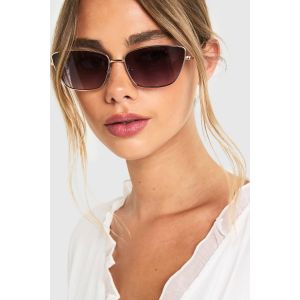 Lunettes De Soleil Œil De Chat À Monture Mé"Tall"ique - Jaune Or - One Size, Jaune Or