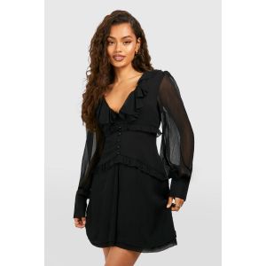 Chiffon Ruffle Playsuit - Noir - 36, Noir
