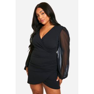Robe Portefeuille En Mesh Grande Taille - Noir - 52, Noir