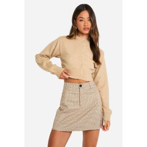 Jupe Micro-Mini À Carreaux - Gris Pierre - 36, Gris Pierre