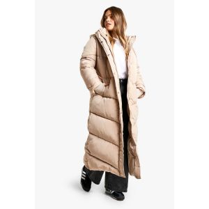 "Petite" Doudoune Maxi À Capuche - Gris Pierre - 36, Gris Pierre