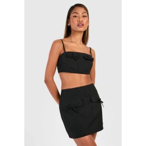 Jupe Micro Mini Avec Détail De Poche À Nœud - Noir - 38, Noir