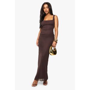 Robe Maxi En Maille À Dos Échancré - Marron Chocolat - 40, Marron Chocolat