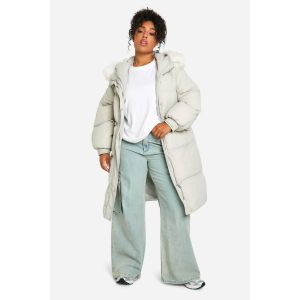 "Plus" Parka Matelassée À Capuche En Synthétique - Vert Mastic - 48, Vert Mastic
