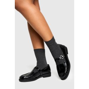 Mocassins À Bride T Avec Détails Froncés - Noir - 36, Noir