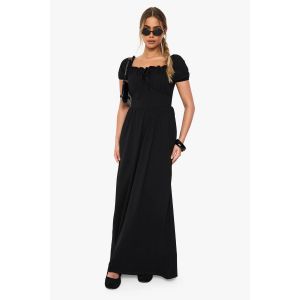 Robe De Laitière En Coton À Manches Bouffantes - Noir - 40, Noir