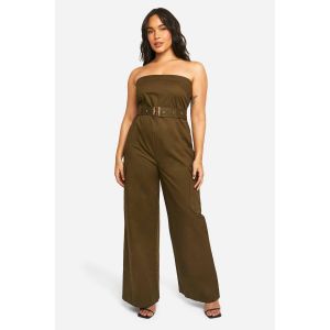 Combinaison Utilitaire Bandeau Ceinturée Grande Taille - Vert Kaki - 46, Vert Kaki