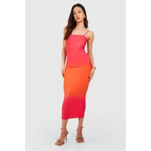 Robe Midaxi Longue En Mesh À Imprimé Ombré - Rose - 46, Rose