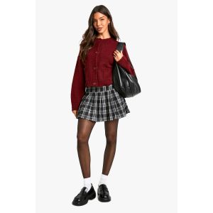Check Pleat Mini Skirt - Noir - 36, Noir