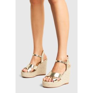 Wide Fit Me"Tall"ic Crossover High Wedges - Jaune Or - 41, Jaune Or