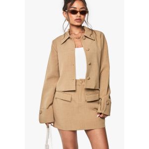 Jupe Mini Tissée Ajustée Avec Poche Avant - Jaune Moutarde - 40, Jaune Moutarde