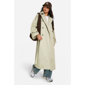 Trench-Coat À Double Boutonnage, Manches Larges, Ceinturé - Vert Kaki - 40, Vert Kaki