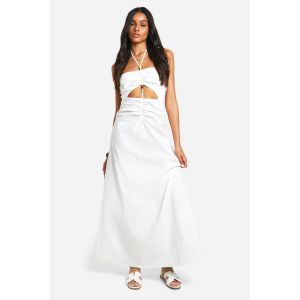 Robe Maxi Effet Lin À Détails De Perles - Blanc - 34, Blanc