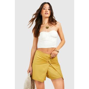 "Tall" - Jupe-Short En Lin À Anneau - Jaune Moutarde - 46, Jaune Moutarde