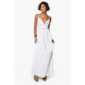 Robe Maxi Longue À Bordure En Dentelle - Blanc - 38, Blanc