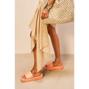 Sliders À Plateforme Tissés - Orange - 37, Orange