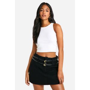 "Tall" Check Wool Look Micro Mini Skirt - Noir - 38, Noir