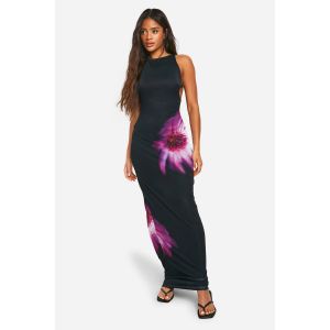 Robe Longue Fleurie En Mesh - Mauve - 46, Mauve