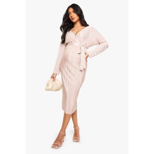 Robe Midi Plissée À Ceinture Pour Maternité - Champagne - 44, Champagne