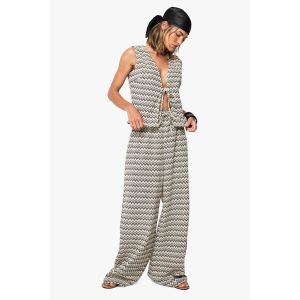 Zig Zag Tricoté Pantalon De Plage - Monochrome - L, Monochrome
