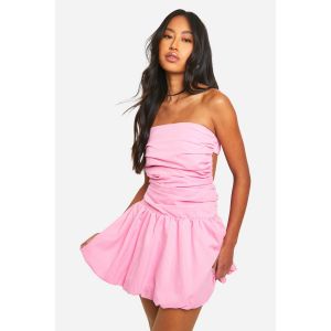 Mini Robe Bandeau Froncée À Dos Nu - Rose - 38, Rose