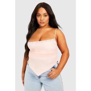 Top Cami Grande Taille Avec Insert En Dentelle Et Ourlet Asymétrique - Rose - 54, Rose