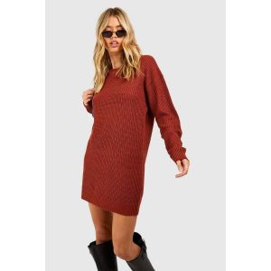 Robe Pull Basique À Col Rond - Orange Rouille - 36, Orange Rouille