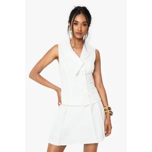 Gilet Ajusté Sur Mesure À Détail De Col - Blanc - 40, Blanc