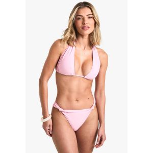 Ensemble Bikini Haut Triangle À Détail De Nœud Et Bas Bikini À Jambes Hautes - Rose Clair - 36, Rose Clair