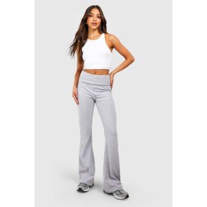 Flares De Yoga En Jersey De Coton À Ceinture Repliée - Gris Perle - 38, Gris Perle
