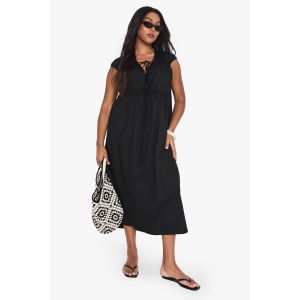 "Plus" Robe Mi-Longue À Nouer Sur Le Devant - Noir - 50, Noir