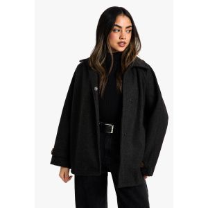 Veste À Effet Laine Asymétrique - Gris Anthracite - 42, Gris Anthracite
