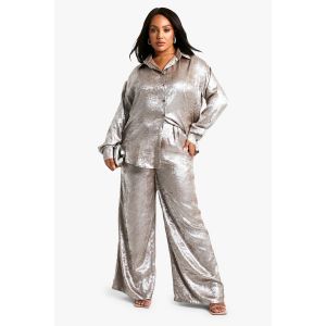 Pantalon Large Mé"Tall"ique "Plus" Diamante - Champagne - 56, Champagne