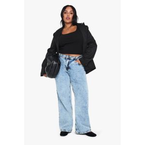 Jean Grande Taille À Taille Haute Avec Effet Sculptant Et Jambe Large - Bleu - 50, Bleu