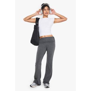 Pantalon Basique En Marl À Revers Et Coupe Évasée - Gris Anthracite - 38, Gris Anthracite
