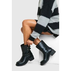 Bottes De Motard À Détail De Boucle Style Vintage - Noir - 37, Noir