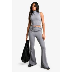 Pantalon Sculptant En Slinky Mat, À Taille Repliée Et Jambe Évasée - Gris - 36, Gris