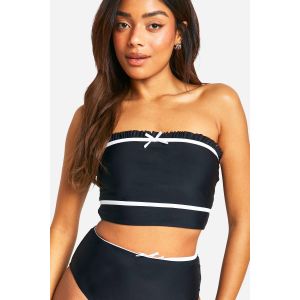 Ribbon Bow Bandeau Bikini Top - Noir - 34, Noir