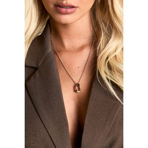 Collier Pendentif Ovale Martelé - Jaune Or - One Size, Jaune Or