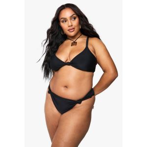 Haut De Bikini Grande Taille Rembourré Avec Détail De Nœud À L'Avant - Noir - 48, Noir